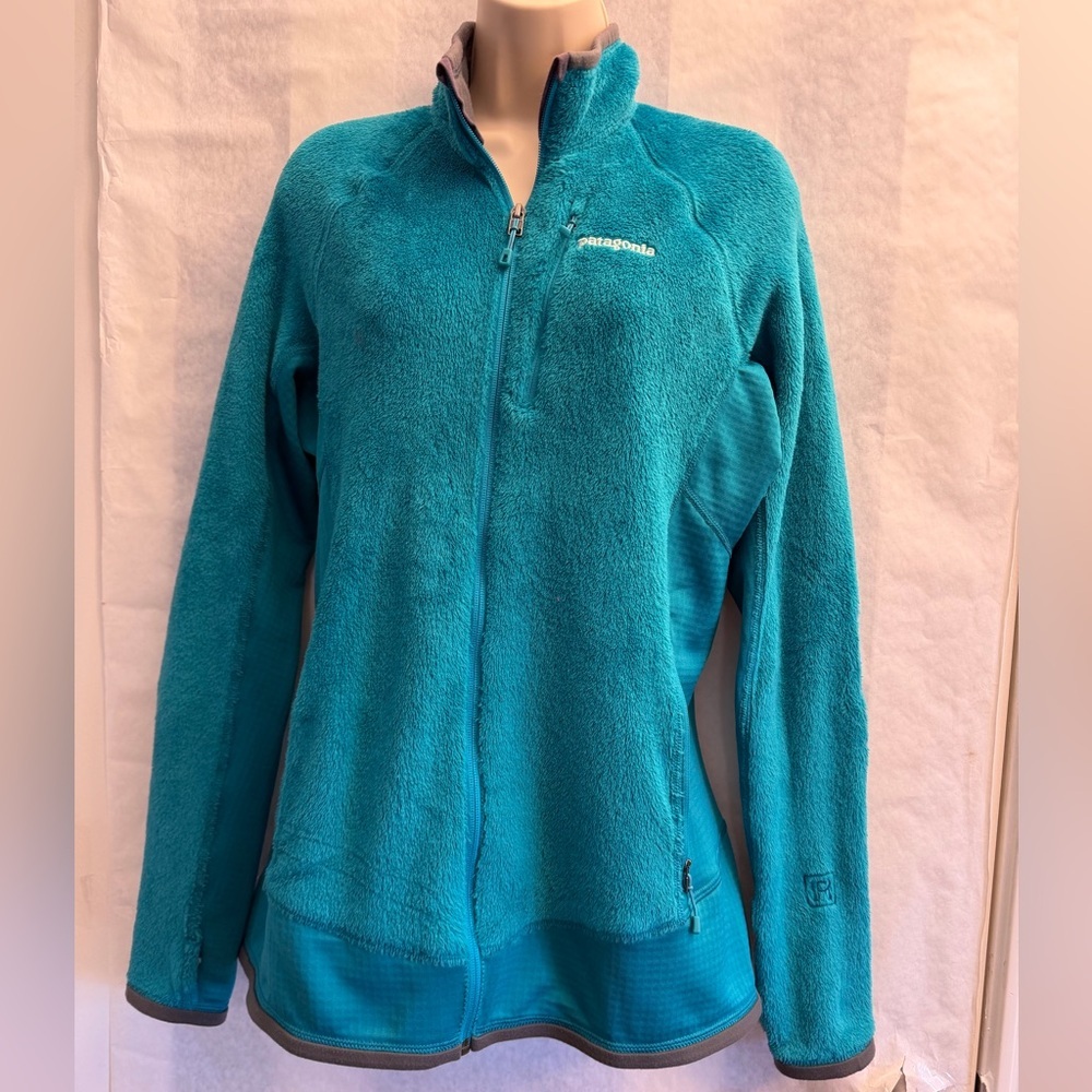 Patagonia Women's‎ Blue Regulator Grid Fleece Jacket full zip jacket Sz-L.  DD13